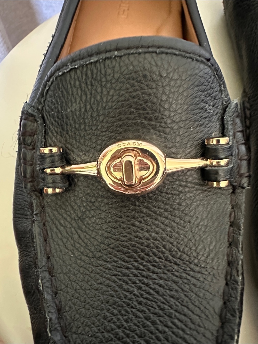 Coach Black Leather Arlene Driving Loafers with Gold Accent - Picture 7 of 7